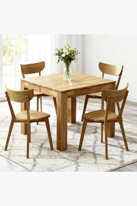 Bővíthető tömör tölgyfa étkezőgarnitúra négyzet asztallal és EVA